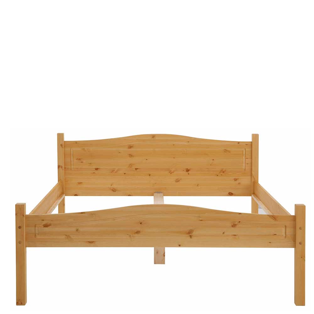 Holzbett aus Massivholz Kiefer mit hohem Kopfteil und Fußteil – Verwego