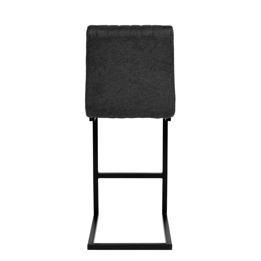 Eleganter Barhocker mit gesteppter Rückenlehne aus anthrazitfarbenem Stoff, Rückansicht 2er Set – Talyteo