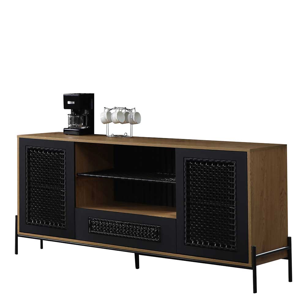 164x76x43 Design Sideboard mit Kunstrattan Geflecht - Zavias