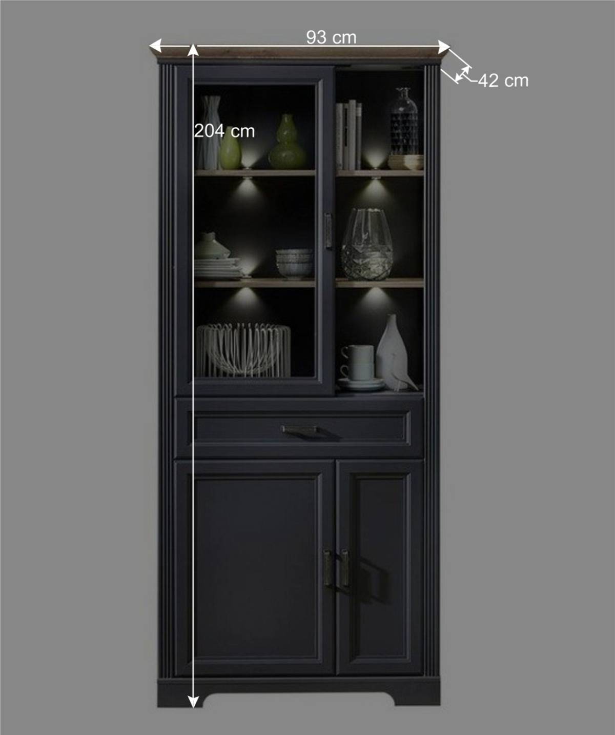 Set TV Lowboard & Vitrine in Grau - Thumbs (zweiteilig)