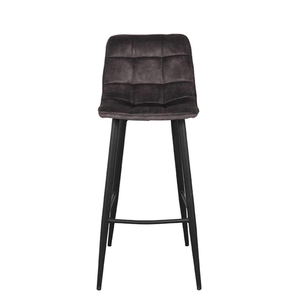Velours Barstuhl Duo in Anthrazit - Caroli (2er Set)