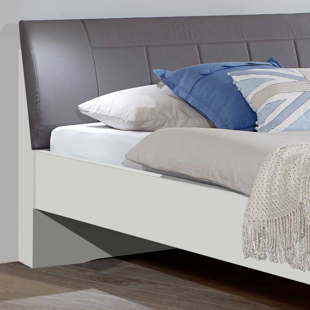Doppelbett Elburg mit Polsterkopfteil in Grau Braun