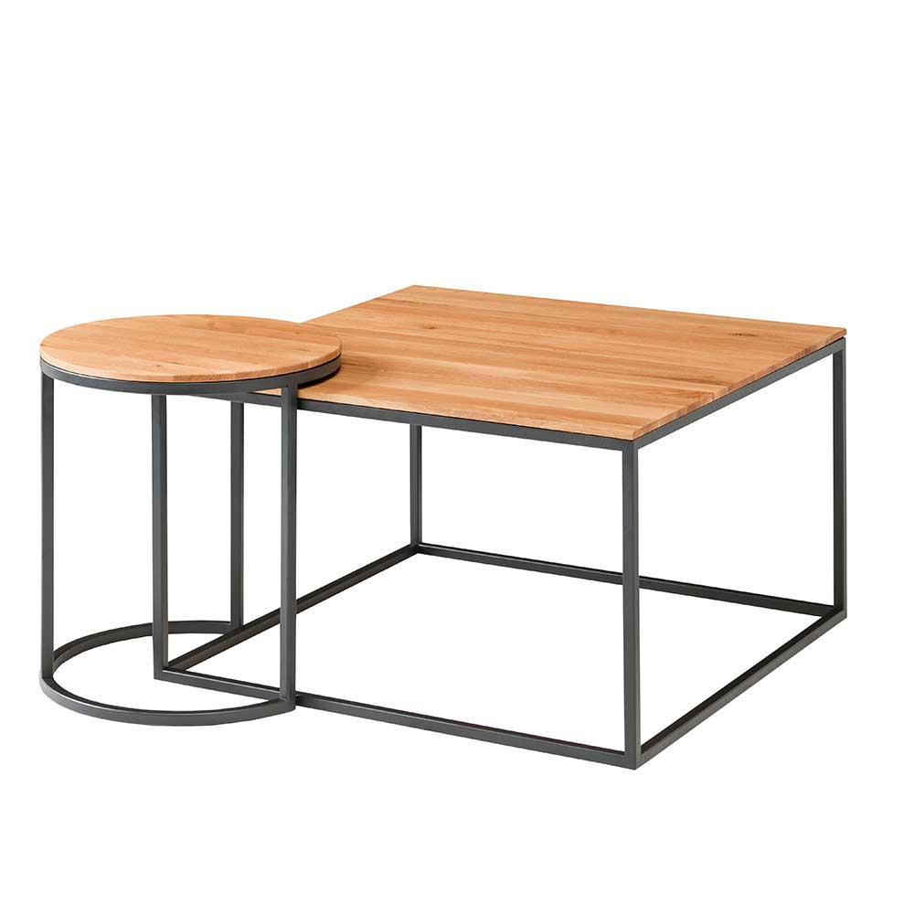 Quadrat Sofatisch & Beistelltisch Rund - Cainano (zweiteilig)