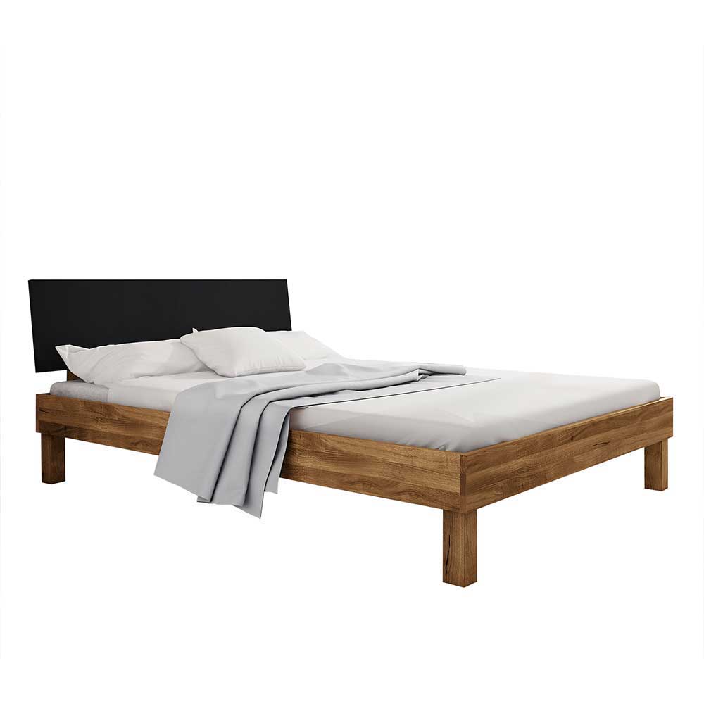 Design Wildeiche Bett & Nachttische - Olbysca (dreiteilig)