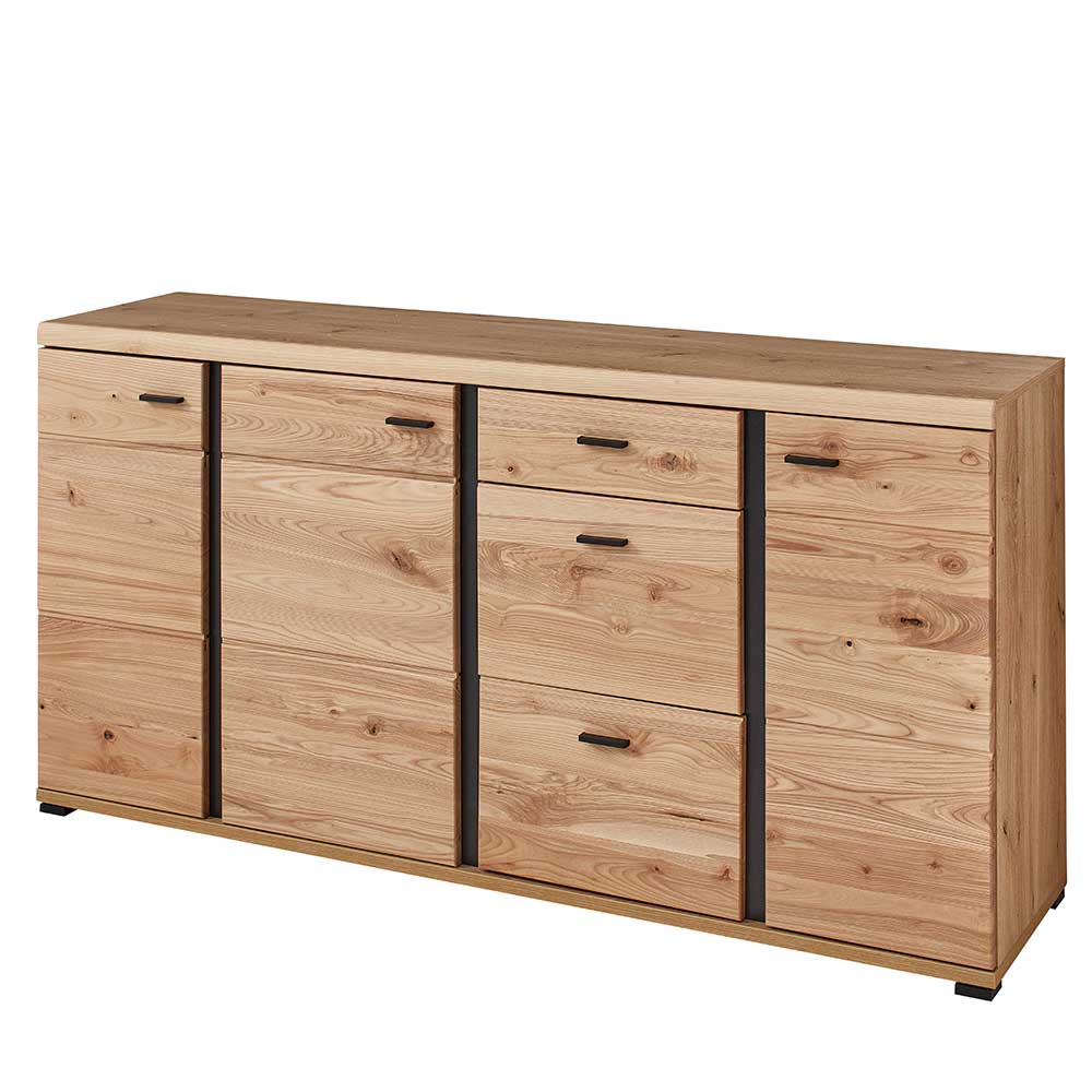 Modernes Holzsideboard mit dunklen Metallakzenten und vielseitigem Design – Latenda