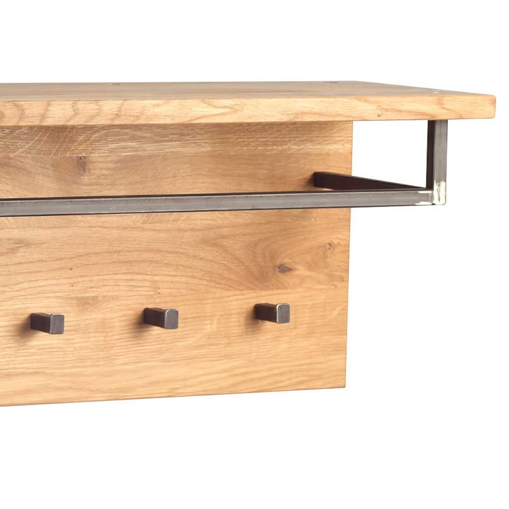 Rustikale Hängegarderobe aus Massivholz Piaza Wildeiche