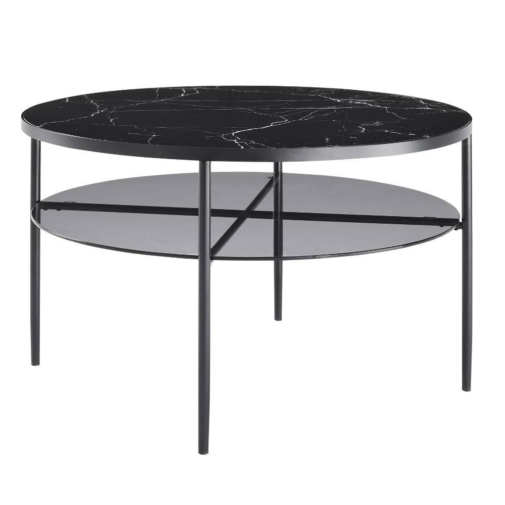 Wohnzimmer Glastisch in schwarzer Marmoroptik - Eric