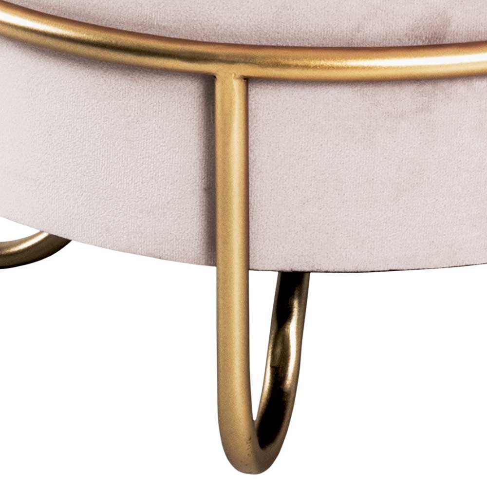 Runder Sitzhocker mit Samt in Creme - Zaydon