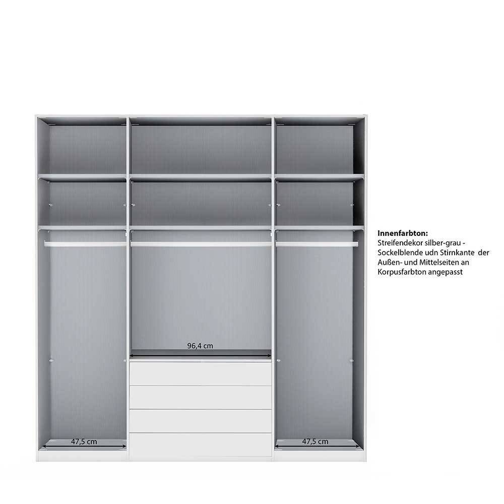 4-türiger Kleiderschrank in Weiß Glasfront - Rocca