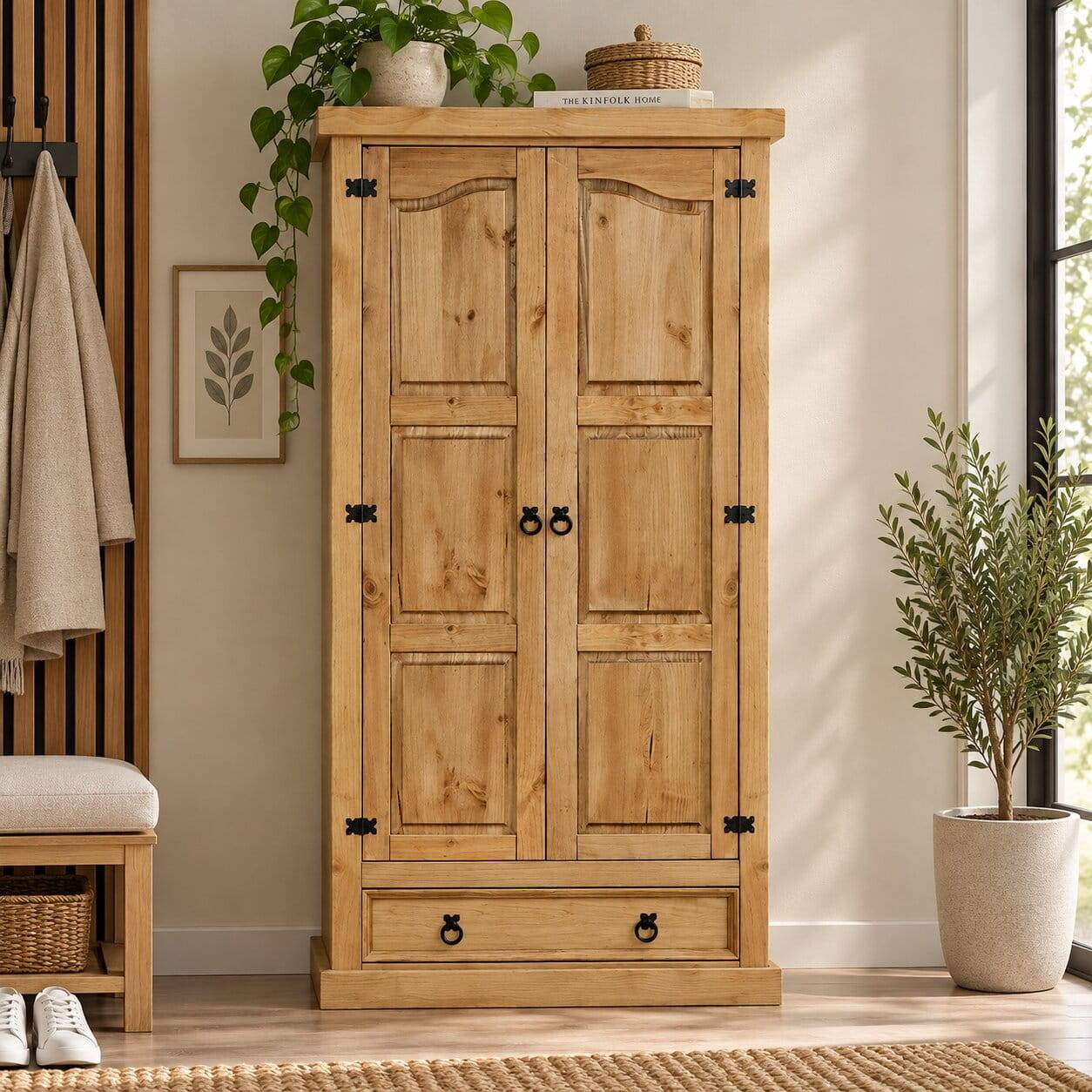 Massivholz-Kleiderschrank aus Kiefer - Unventra