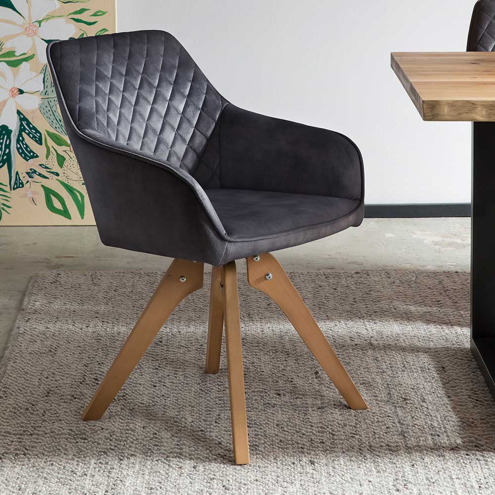 Esstisch Sessel in Schwarz Vintage Samt - Coolia