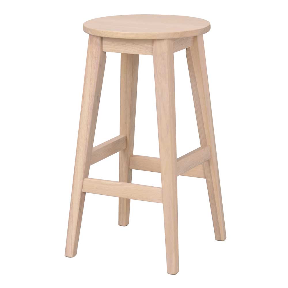 Runder Barhocker in White Wash - Boju (2er Set)