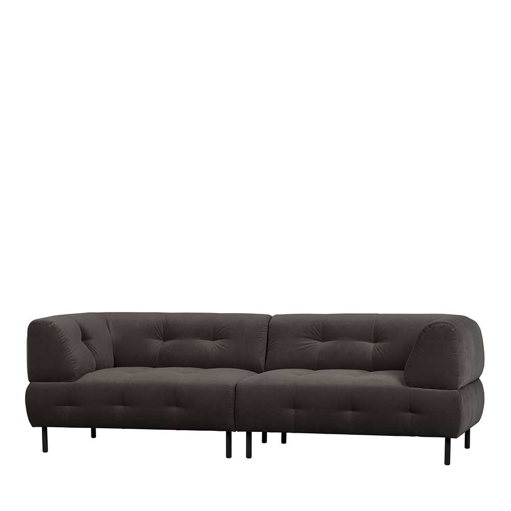 245x75x90 Samtsofa in Graubraun - Lady