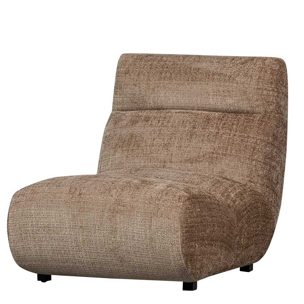 Hellbrauner Chenille-Loungesessel mit geschwungenem Design für modernes Wohnzimmer – Glacita