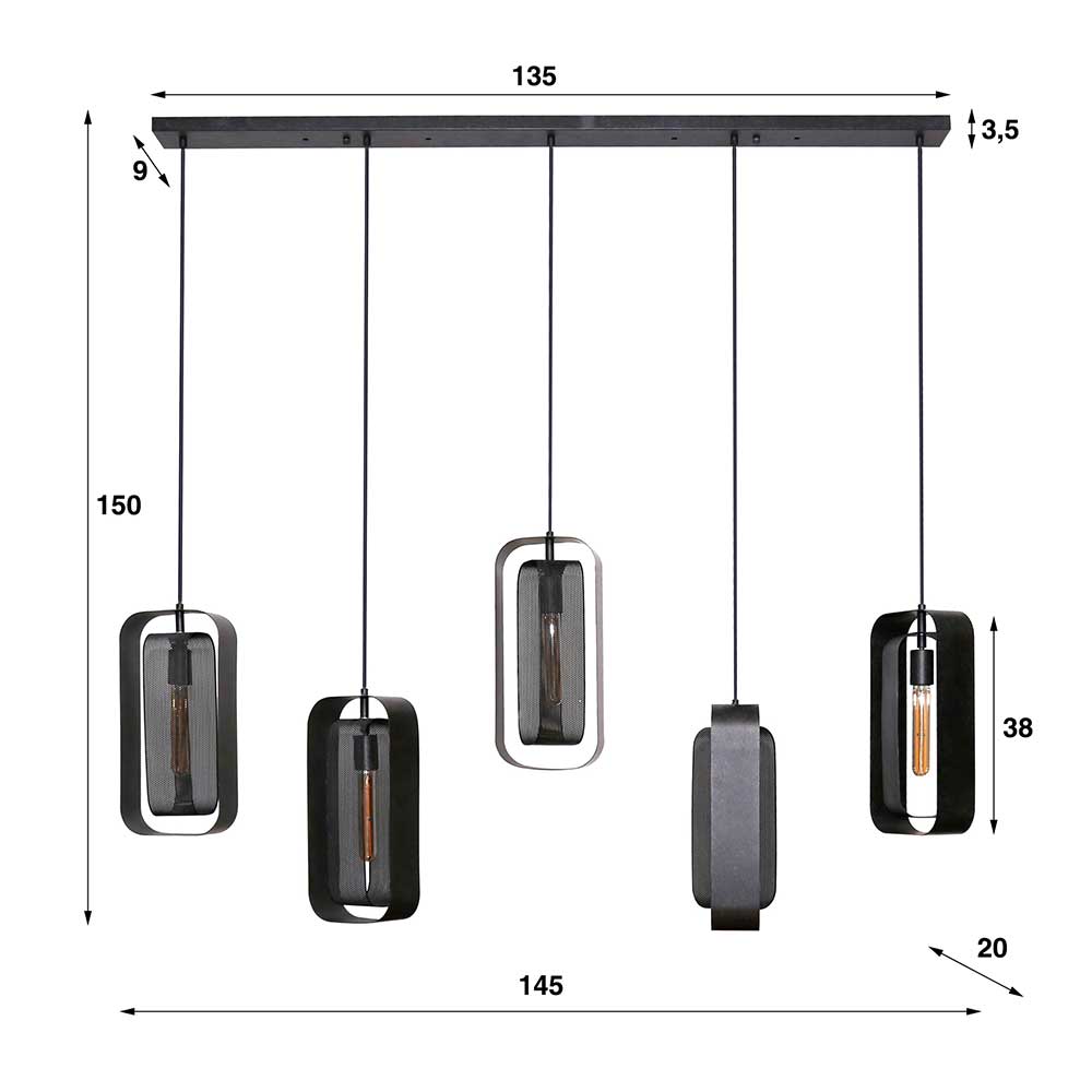 Design Pendelleuchte mit fünf Schirmen - Second