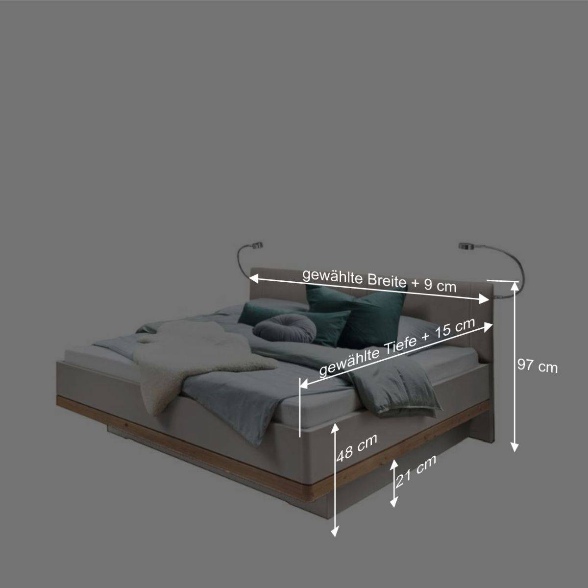 Design Bettgestell inklusive Kopfteil Lampen LED - Crascanu