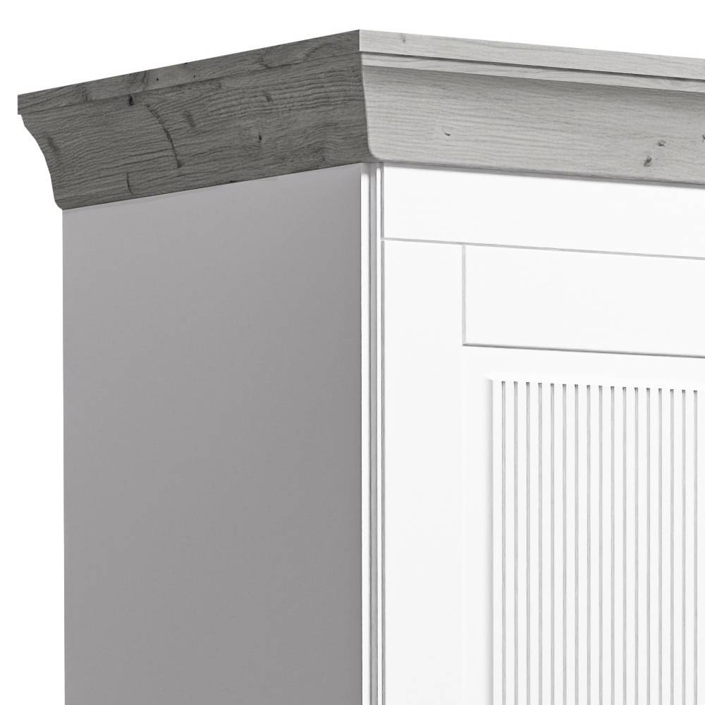 Country Style Schlafzimmerschrank in Weiß mit Grau - Caneon