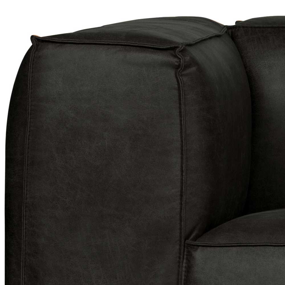 Moderner Ledersessel in Schwarz - kantiges Design - Bradley