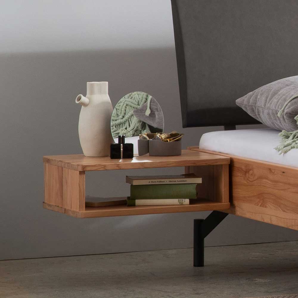 Designbett aus Wildbuche Natur & Kunstleder - Adreana