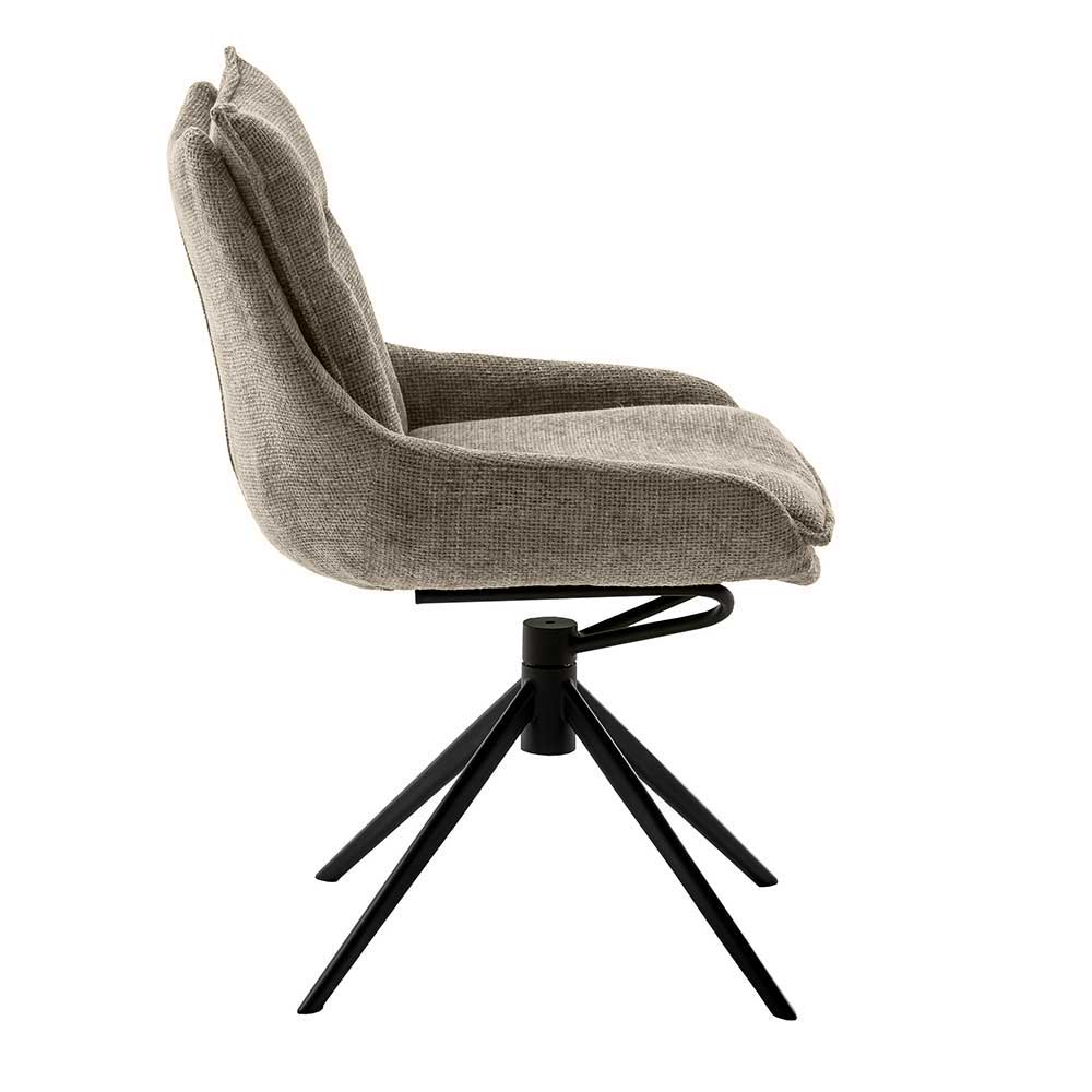 Drehbarer Polsterstuhl in Taupe - Aroran (2er Set)