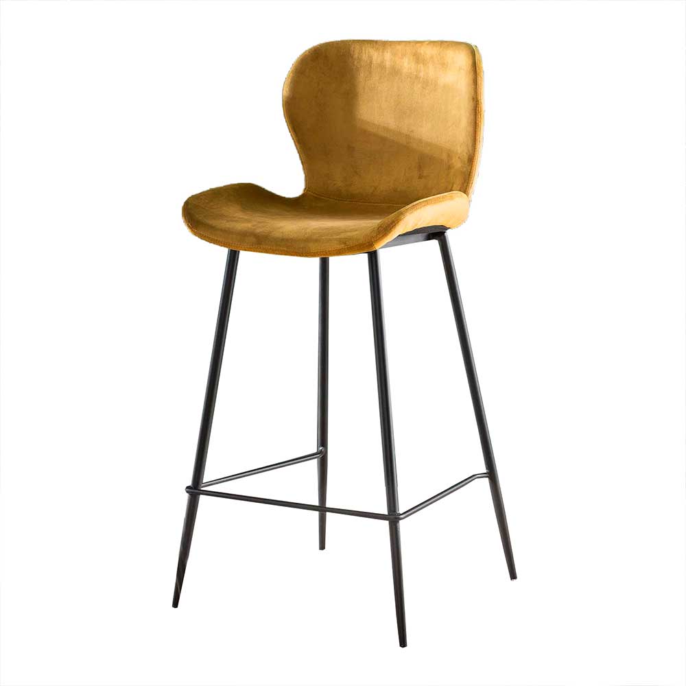 Barstuhl in Gold & Schwarz - Illesimo (4er Set)