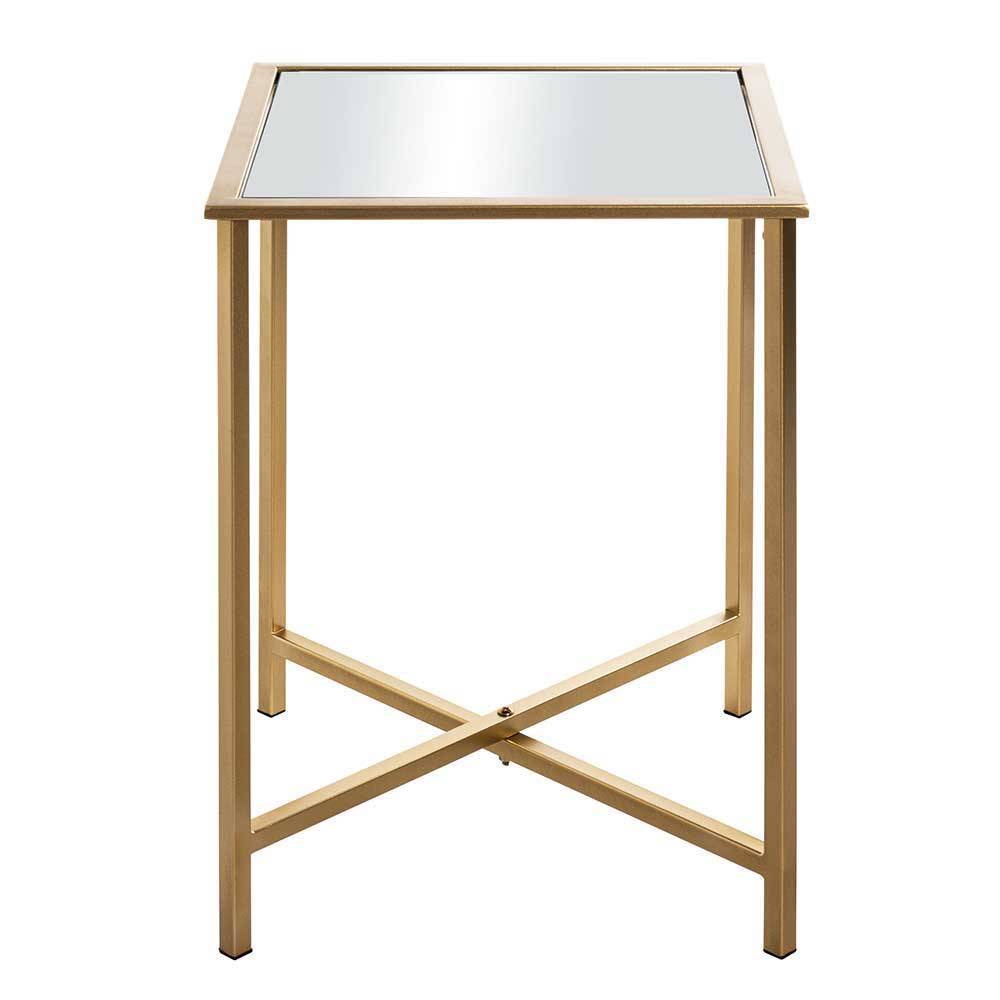 Spiegelglas Couchtisch mit Metallgestell - Remona
