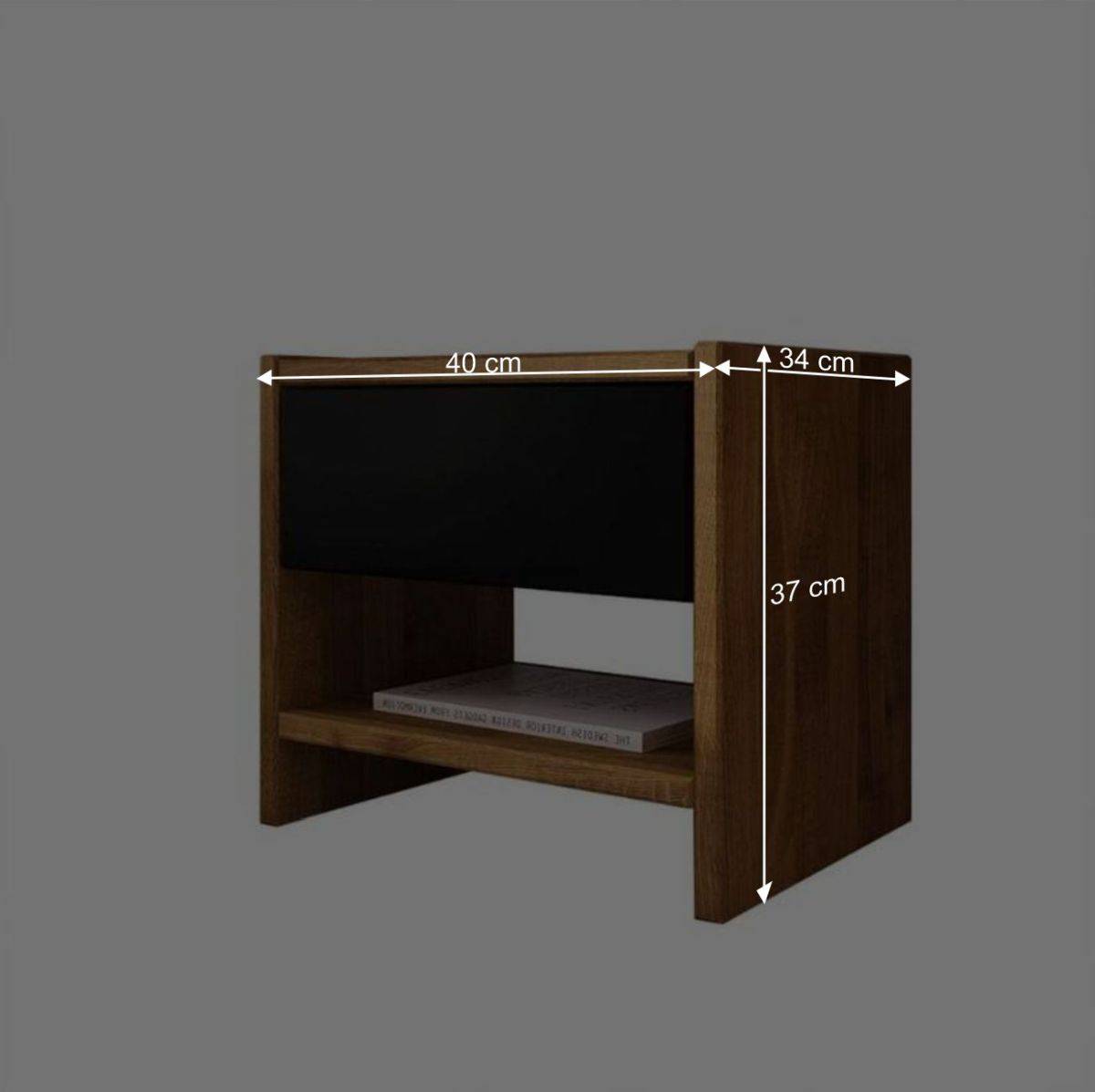 Design Wildeiche Bett & Nachttische - Olbysca (dreiteilig)