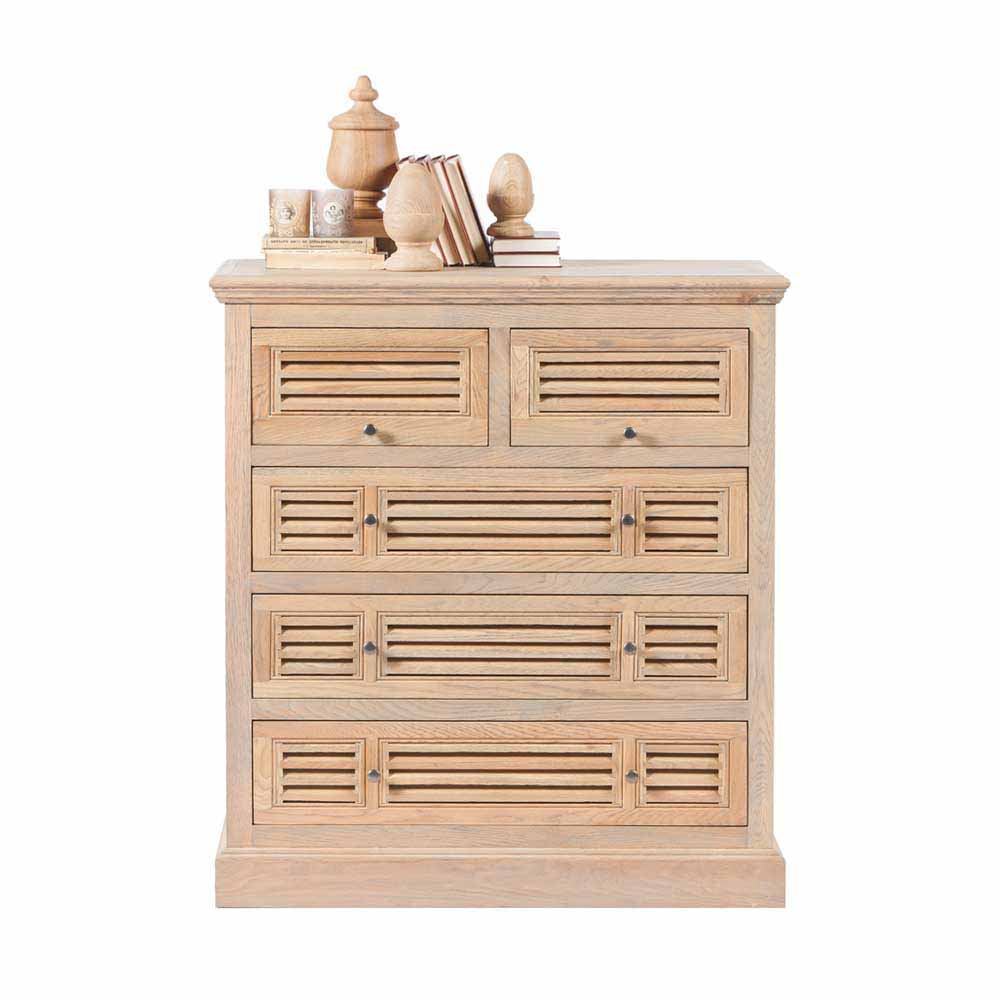Vintage Kommode mit Lamellen Front Taunton aus Eiche teilmassiv