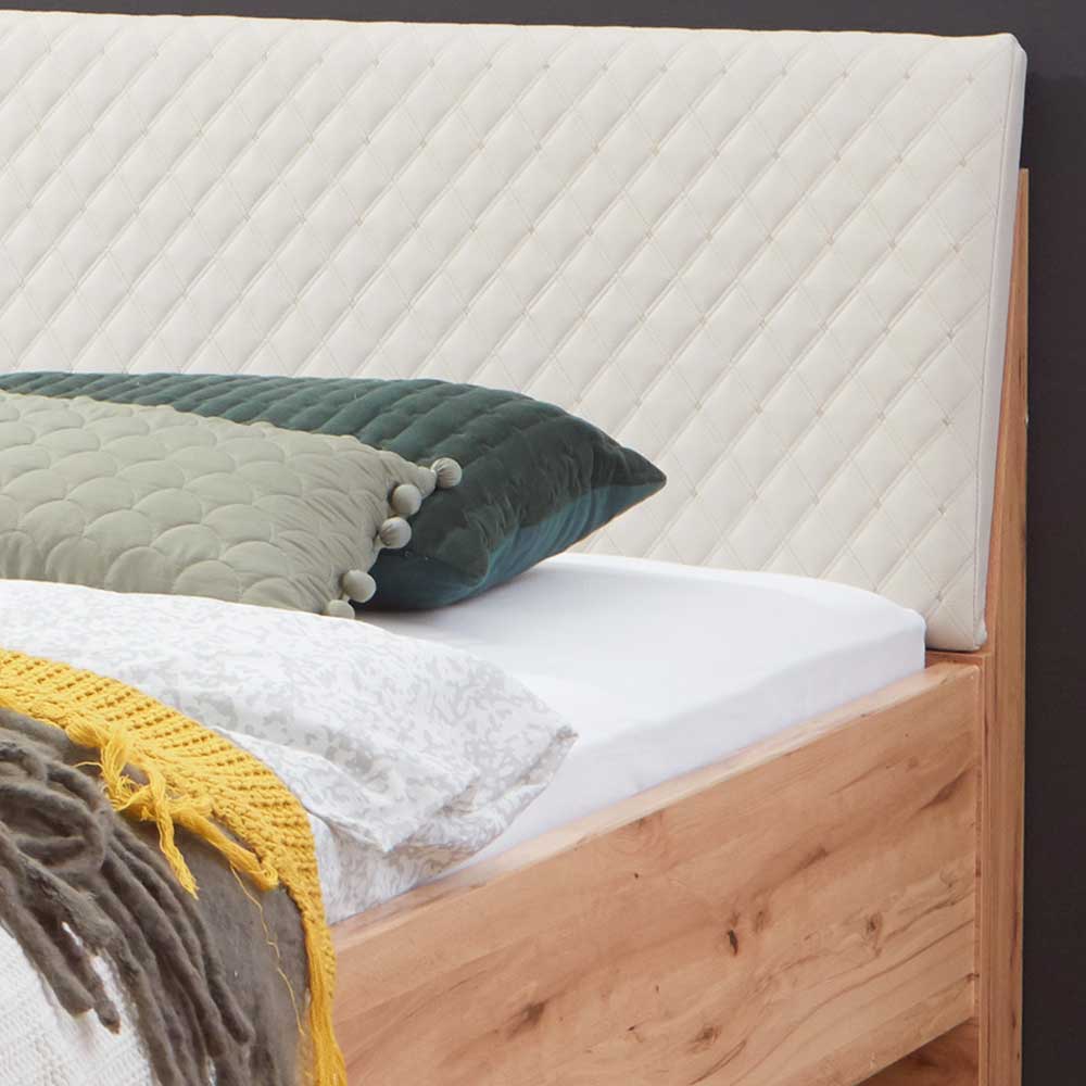 Doppelbett aus Kernbuche mit Polsterkopfteil - Krofun