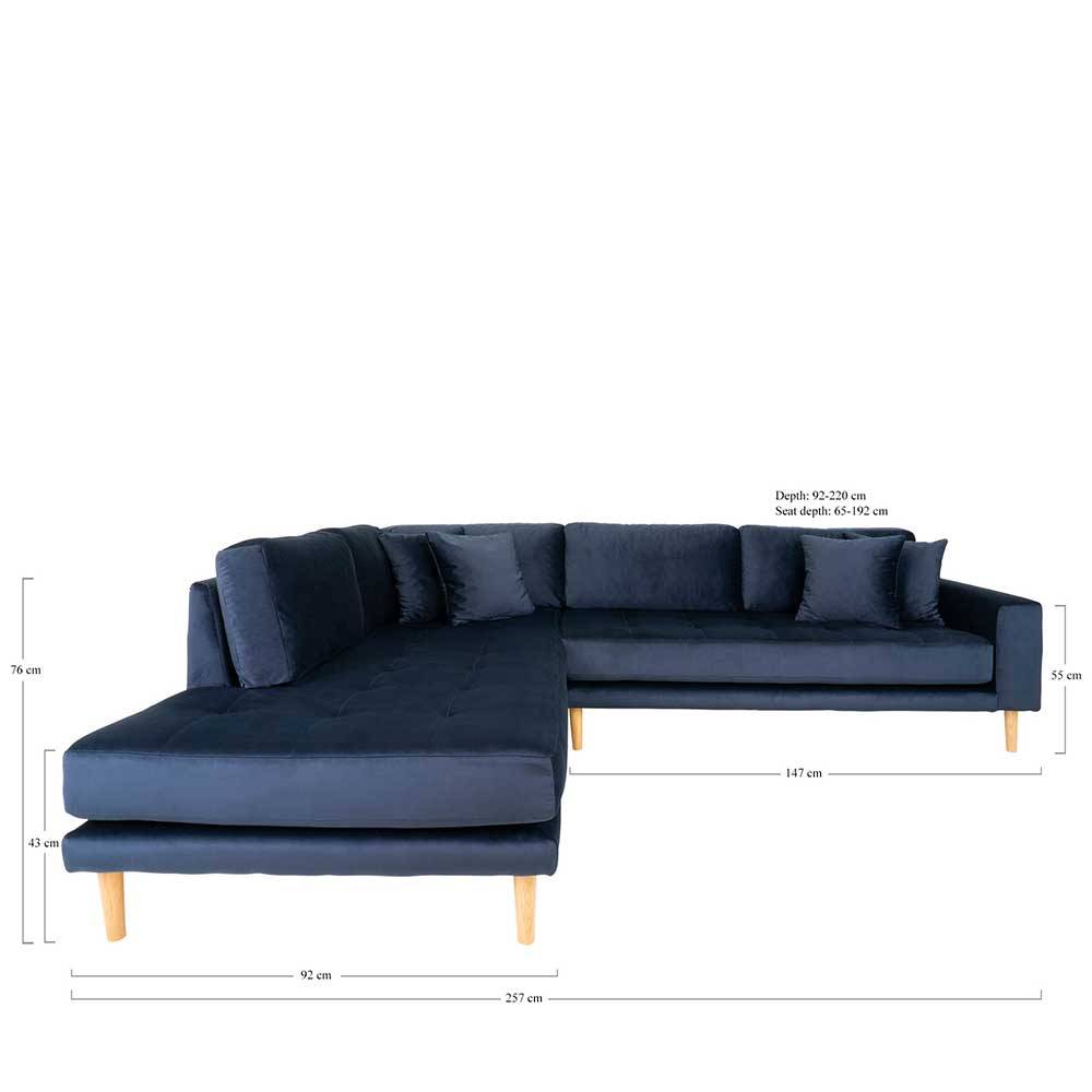 Ecksofa in Dunkelblau mit Eiche - Annot