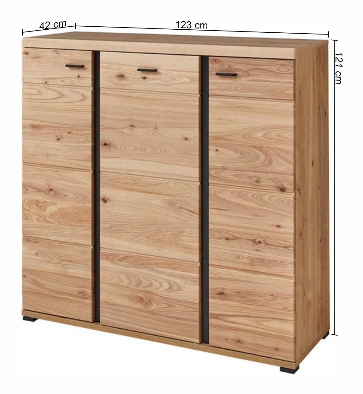 123x121x42 3-türiges Highboard teilmassiv - Latenda