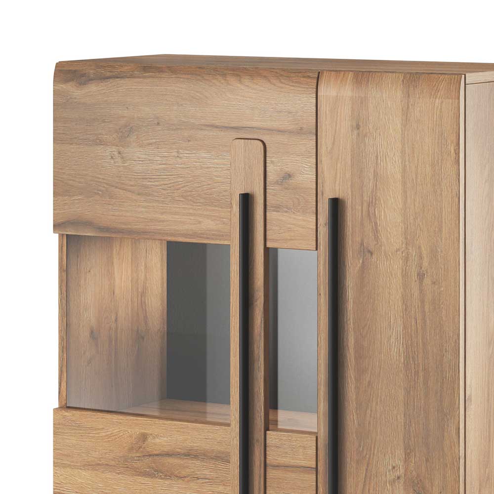 90x136x39 Highboard Vitrine in Eiche Holzoptik - Aberdeen