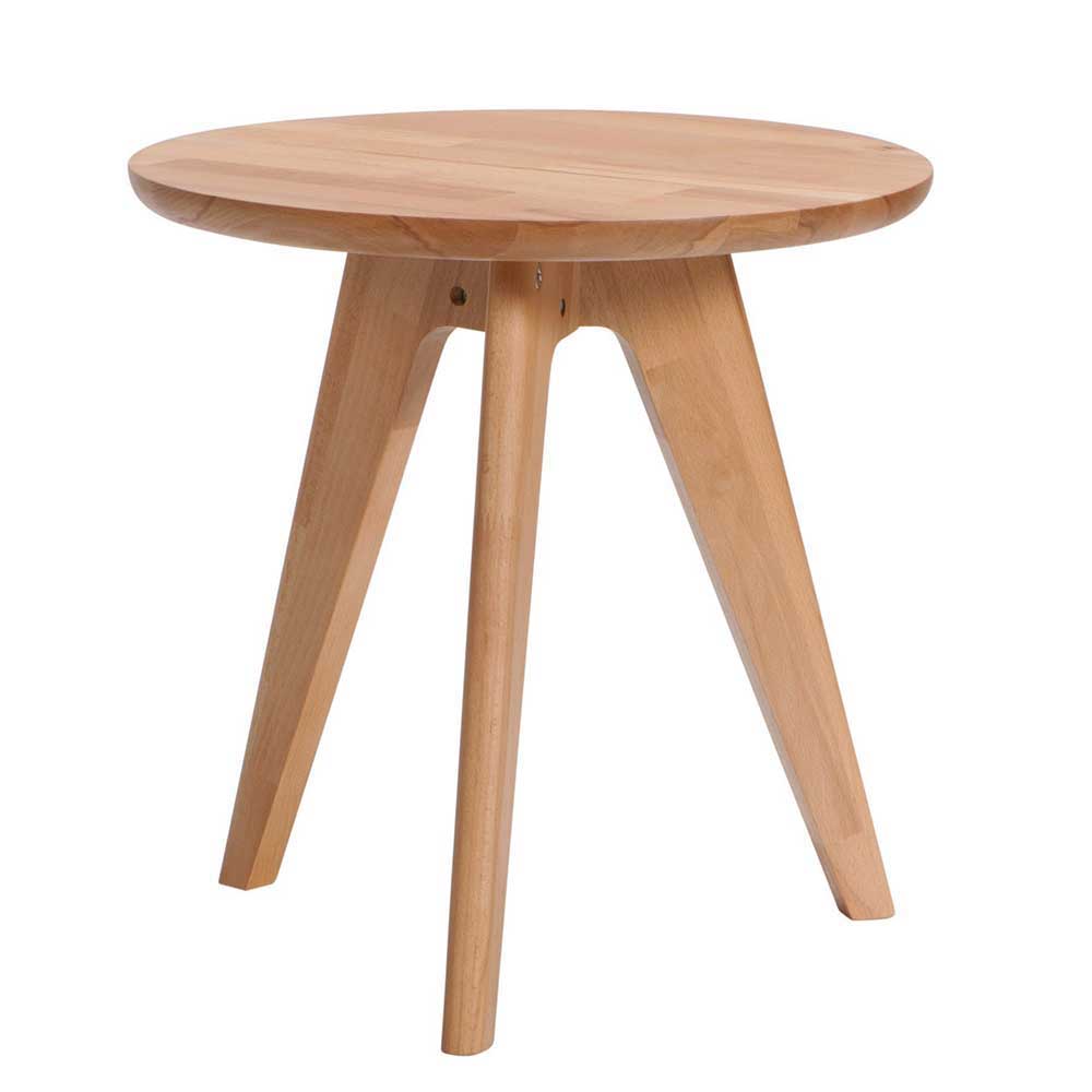 Runder Beistelltisch aus hellem Holz im skandinavischen Design – Glamoura