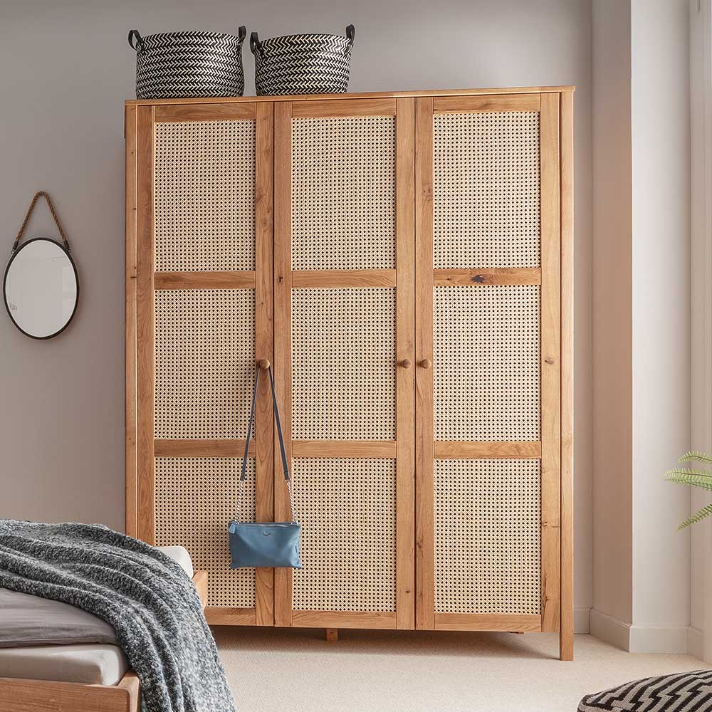 Massivholz-Schlafzimmerschrank mit Wiener Geflecht - Ambrosso