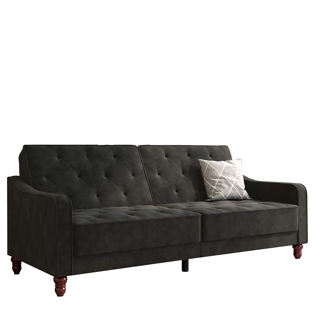 Samtsofa mit Bettfunktion in Dunkelgrau - Rubanina