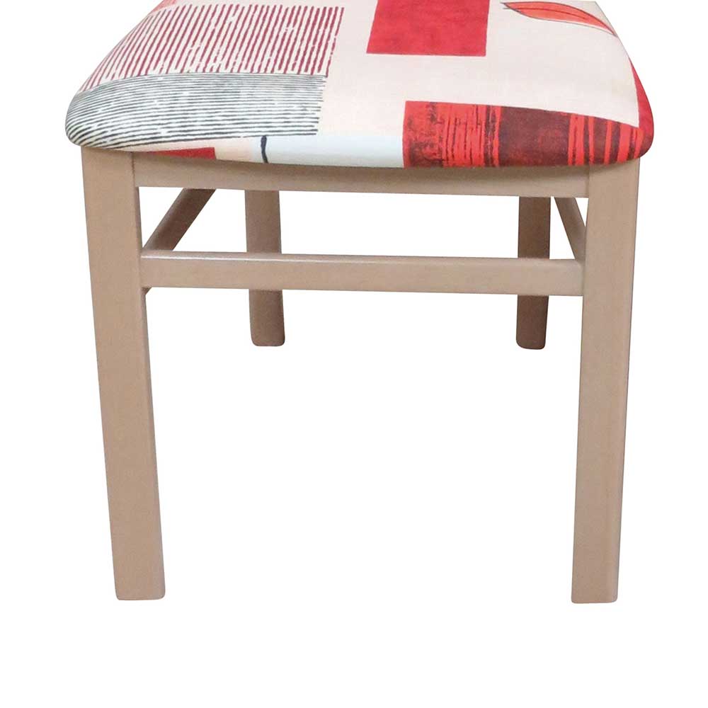 Helle Küchenstühle in Buche Tanja & Rot gemustert (2er Set)