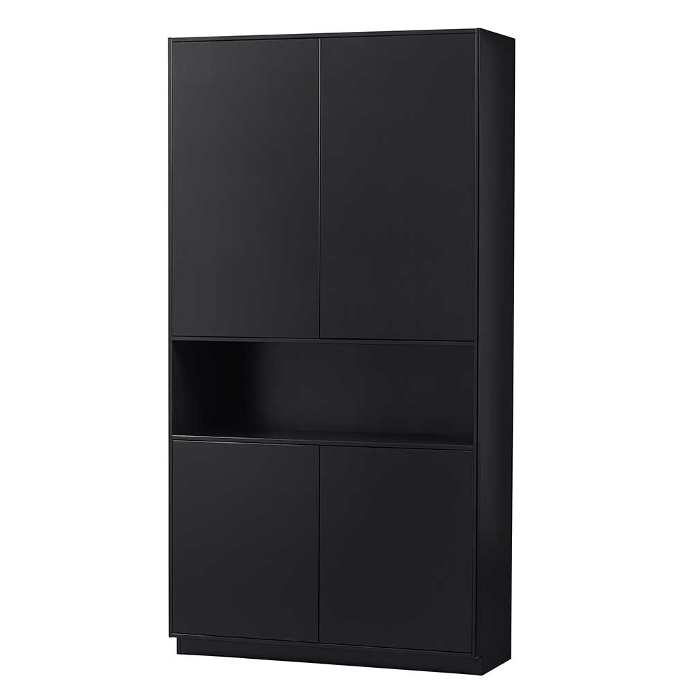 110x210x40 cm Kiefernholz Schrank teilmassiv in Schwarz - Niwidus