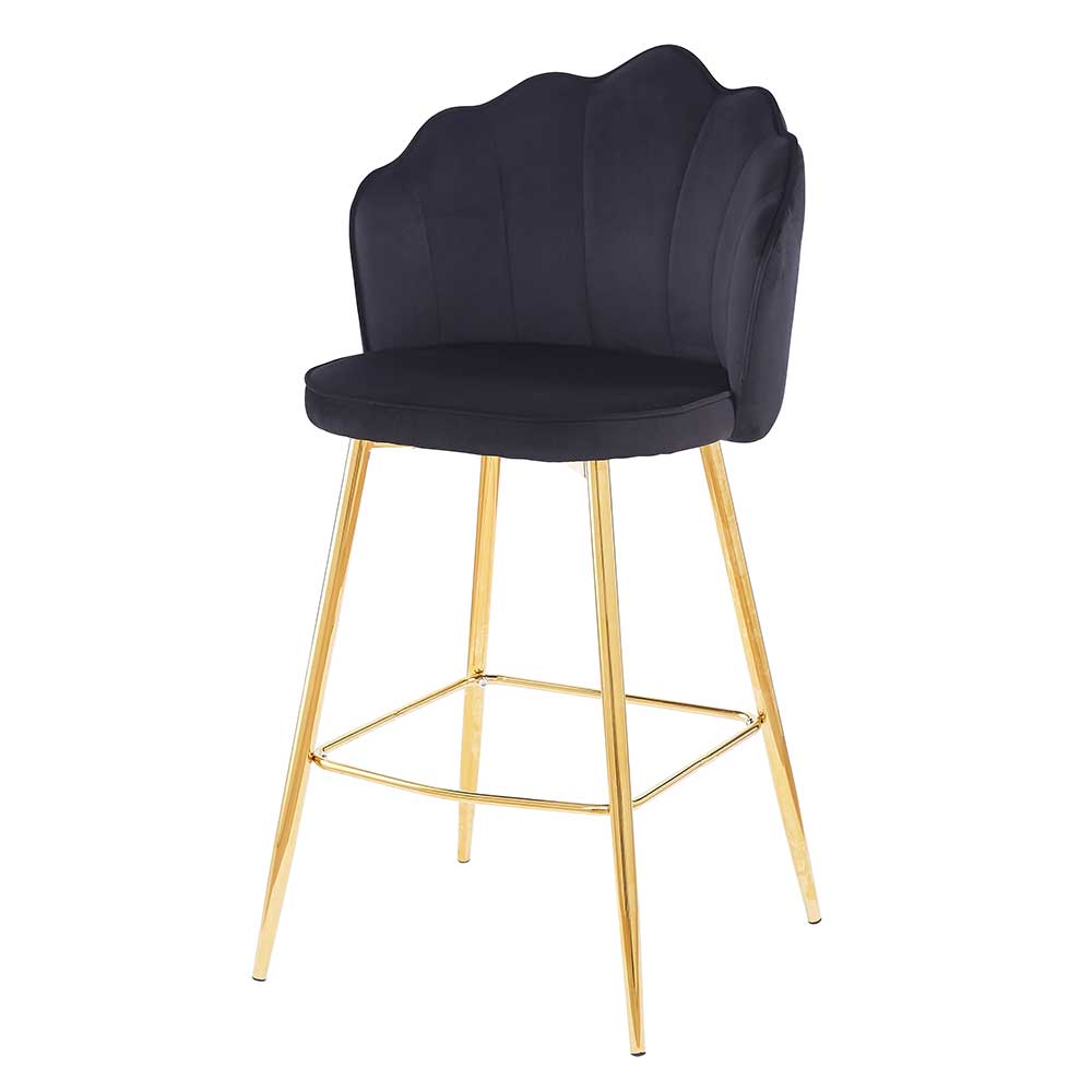 Barhocker mit Muschel Lehne in Schwarz - Geniale (2er Set)