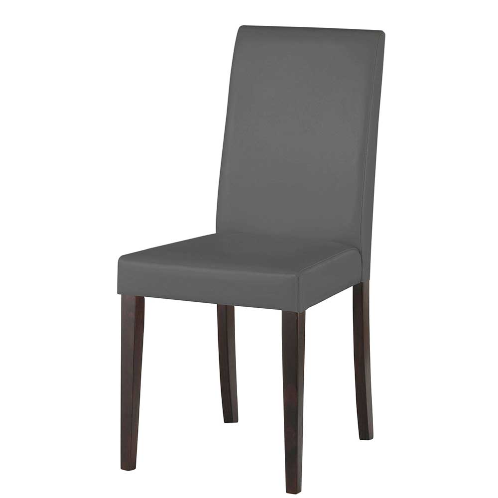 Kunstleder Stühle in Grau mit Wenge - Burina (2er Set)