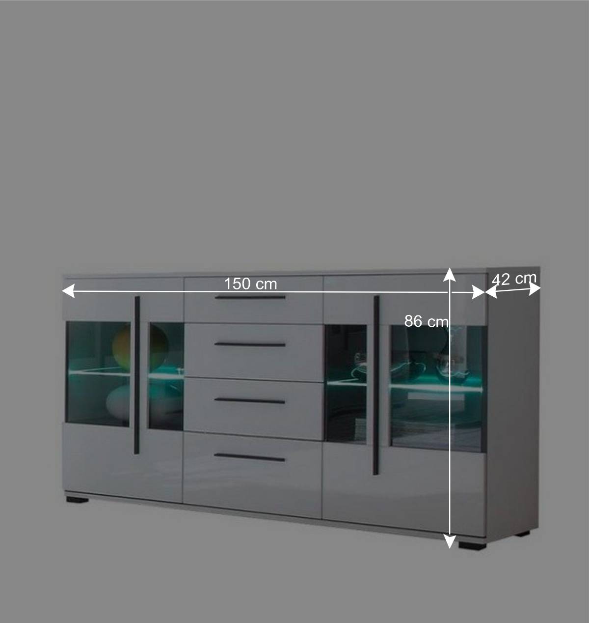 Design Sideboard Nennja in Weiß Hochglanz Glas