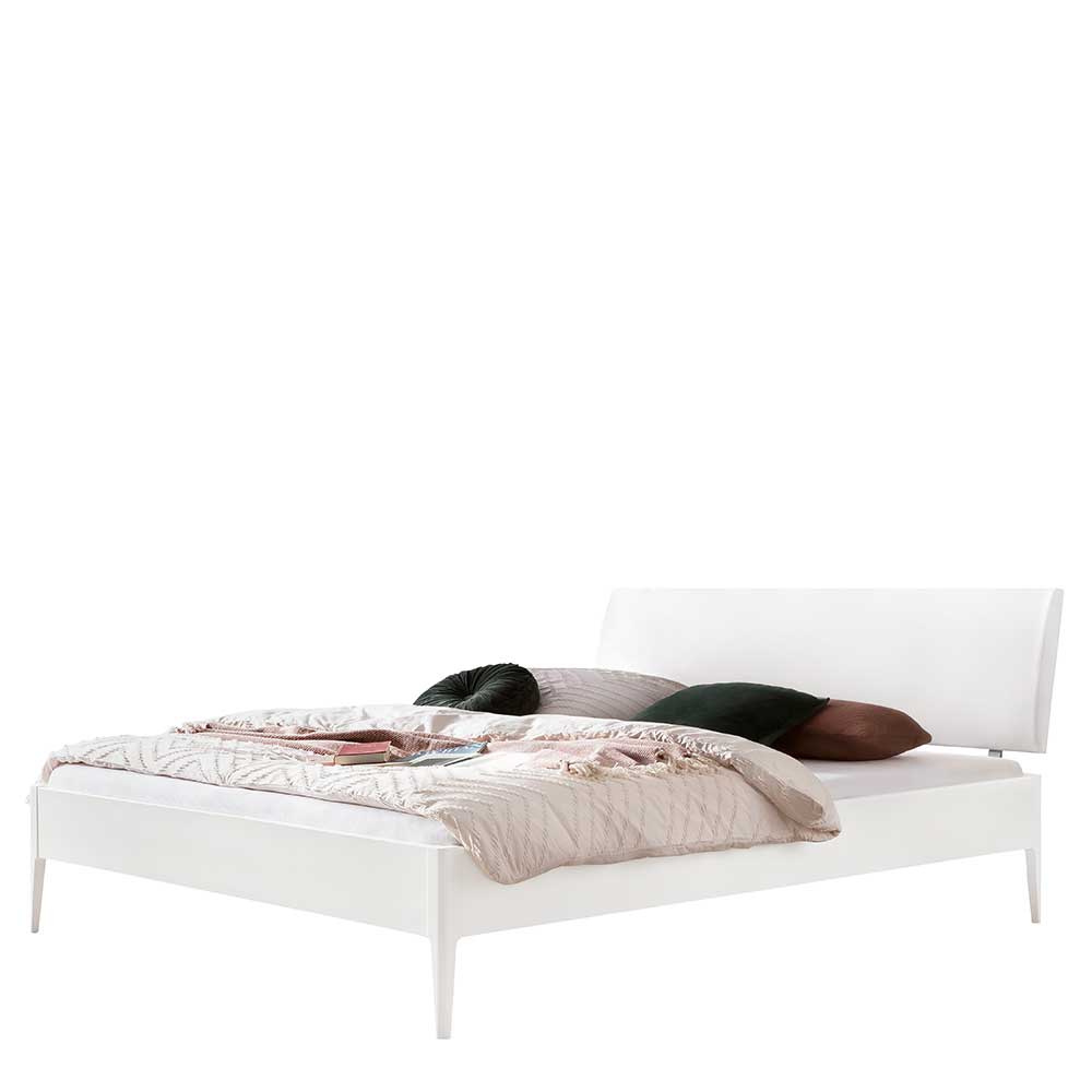 140x200 Bett in Weiß aus MDF & Kunstleder - Shian