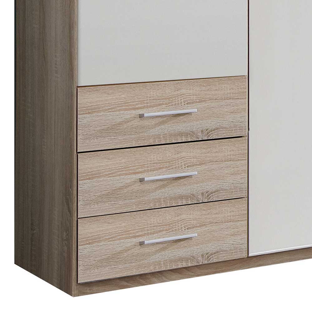 Kleiderschrank in Weiß & Eiche Sägerau NB - Francess