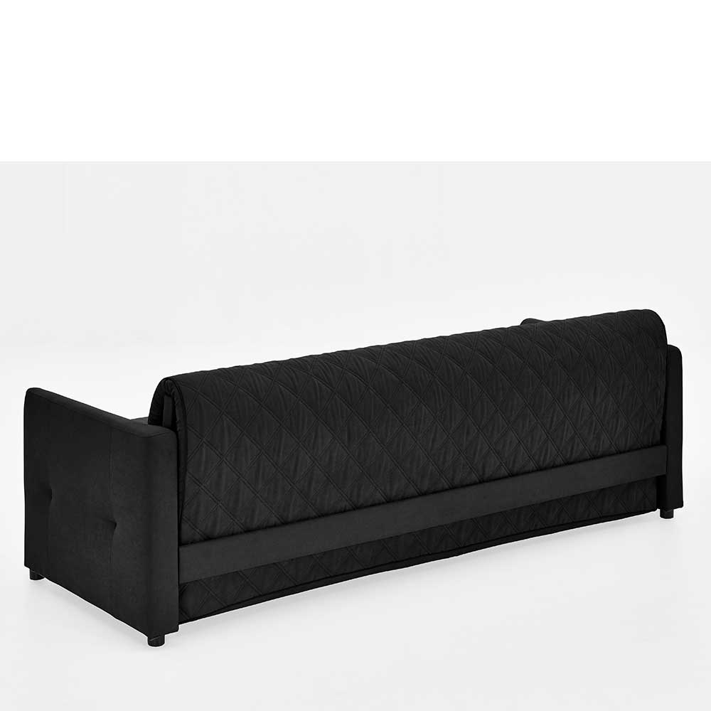 H2 Schlafcouch mit Topper in Schwarz Stoff - Casmanian