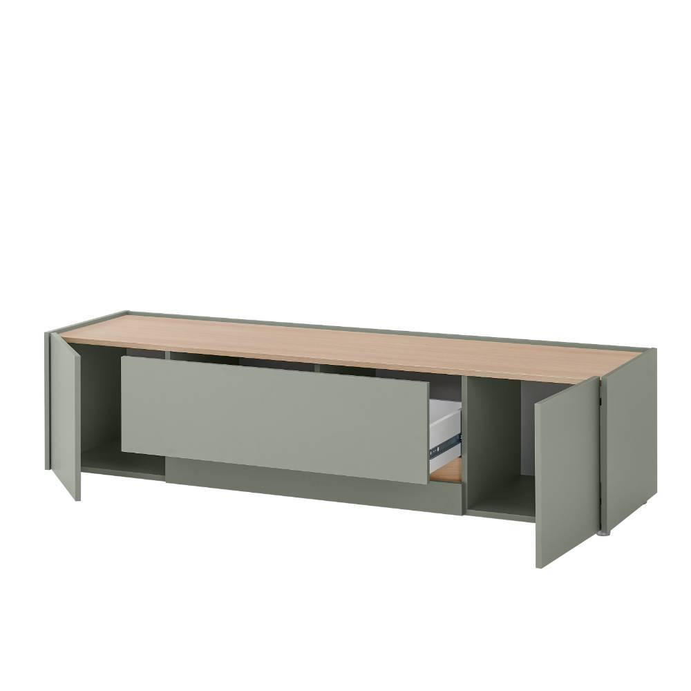 Wohnzimmer Wohnwand Set in Graugrün - Socotta (vierteilig)