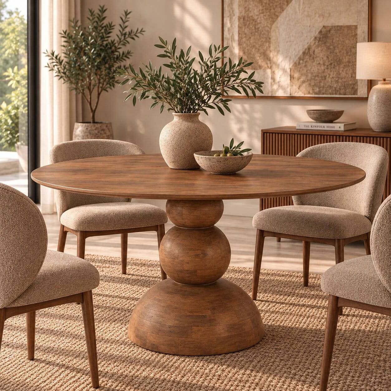 Esszimmer Design-Säulentisch aus Mangoholz - Galadira