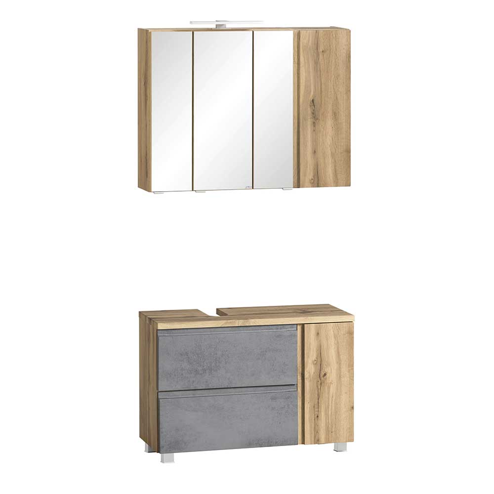 Spiegelschrank 4-türig & Unterbeckenschrank - Mia (zweiteilig)