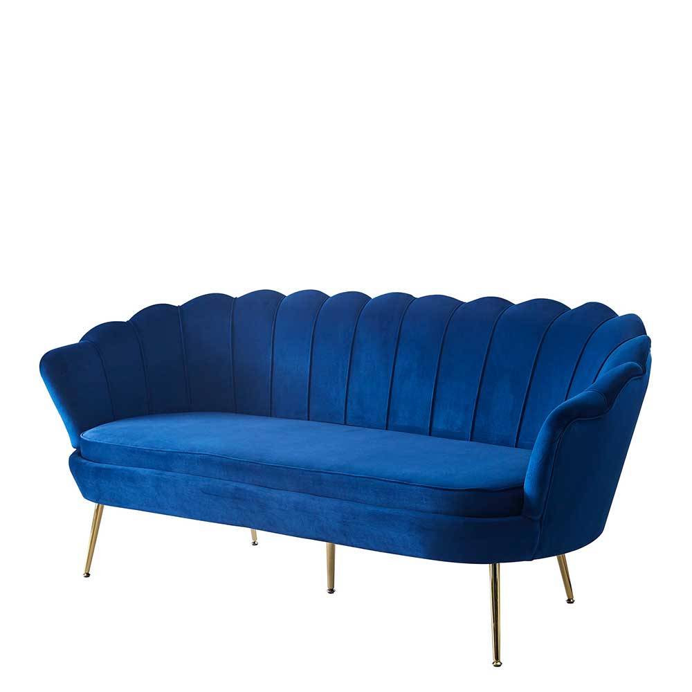 Muschelsofa in Dunkelblau Samt - Casilla