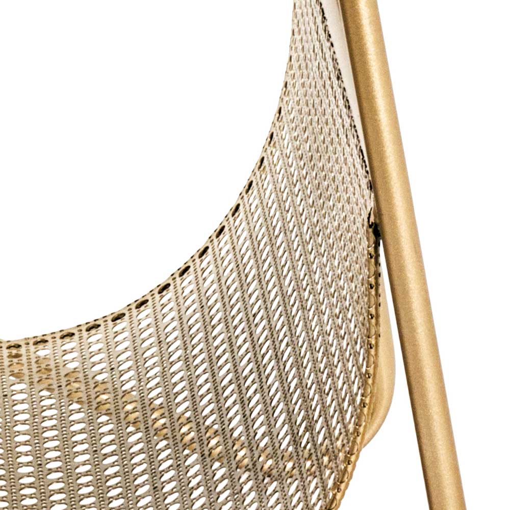 Beistelltisch mit Zeitungsablage aus Stahl in Gold - Furciano