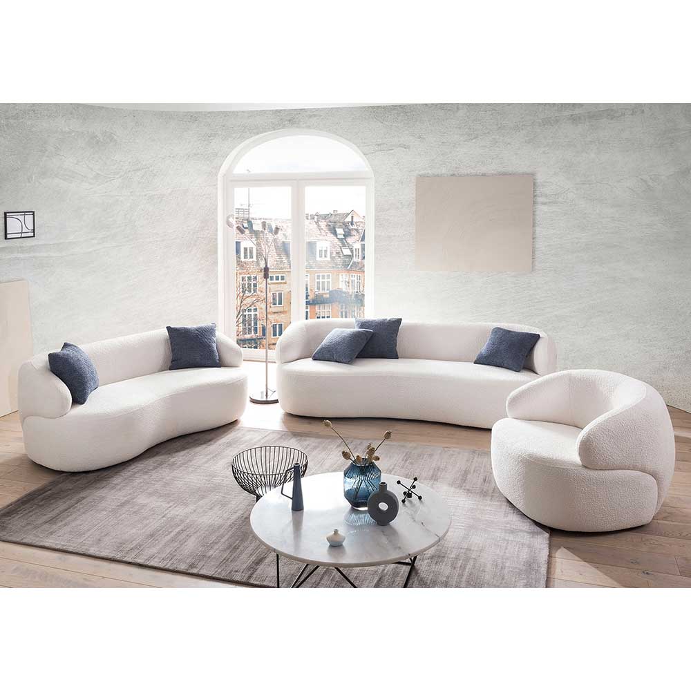 Weißes 3-Sitzer Sofa mit Federkern in modernem Wohnzimmer-Ambiente – Zenya