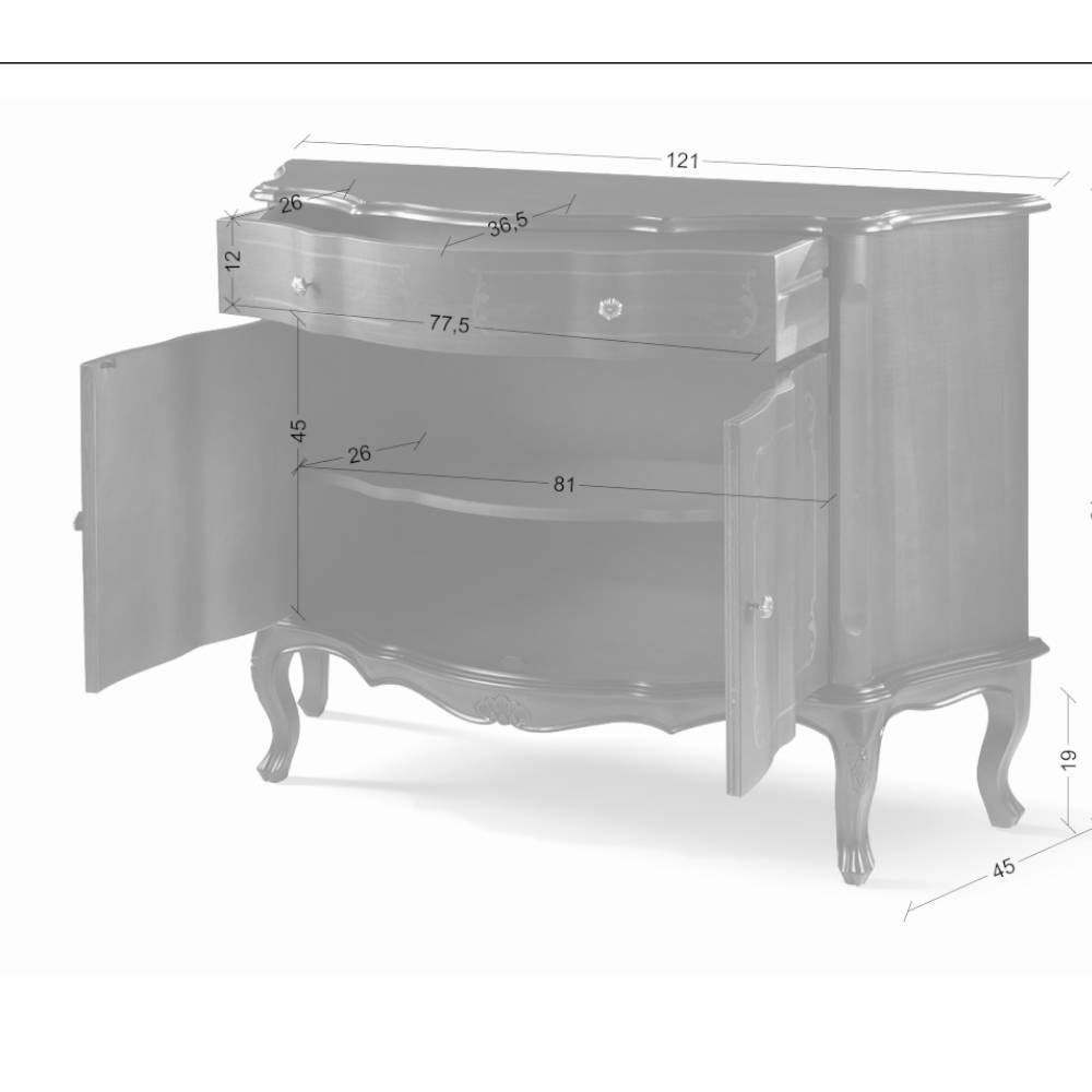 Barock Kombikommode Dentro mit Furnier Nussbaum